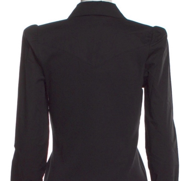 Veronica Beard Coralee Puff-Sleeve Henley Top in Black - New With Tags - Picture 3 of 5